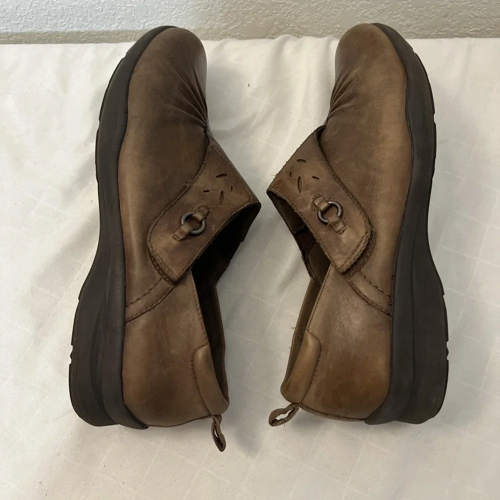 Earth Shoes Womens Size 11 Amity Brown Leather‎ Shoe Comfort Career Adjustable